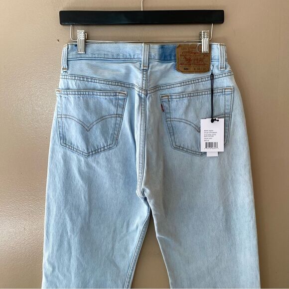NWT Aligrace Levis jeans Cuffed Baggy Customs blue Light Wash Revolve $398 26 - Picture 10 of 13